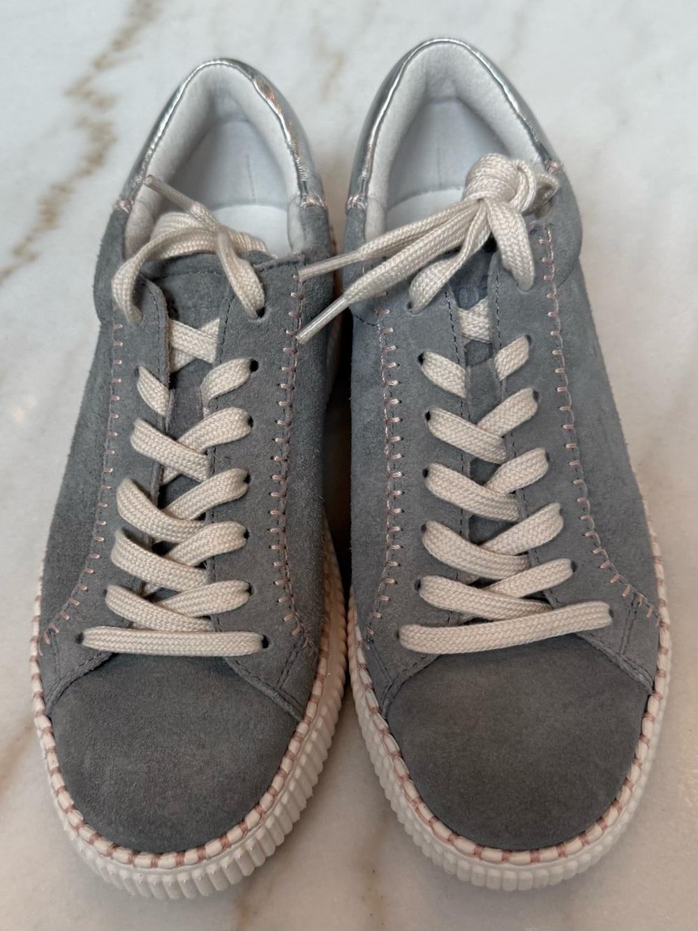 Grayish blue Suede Lace-Up Sneakers - Size 7 —TTS